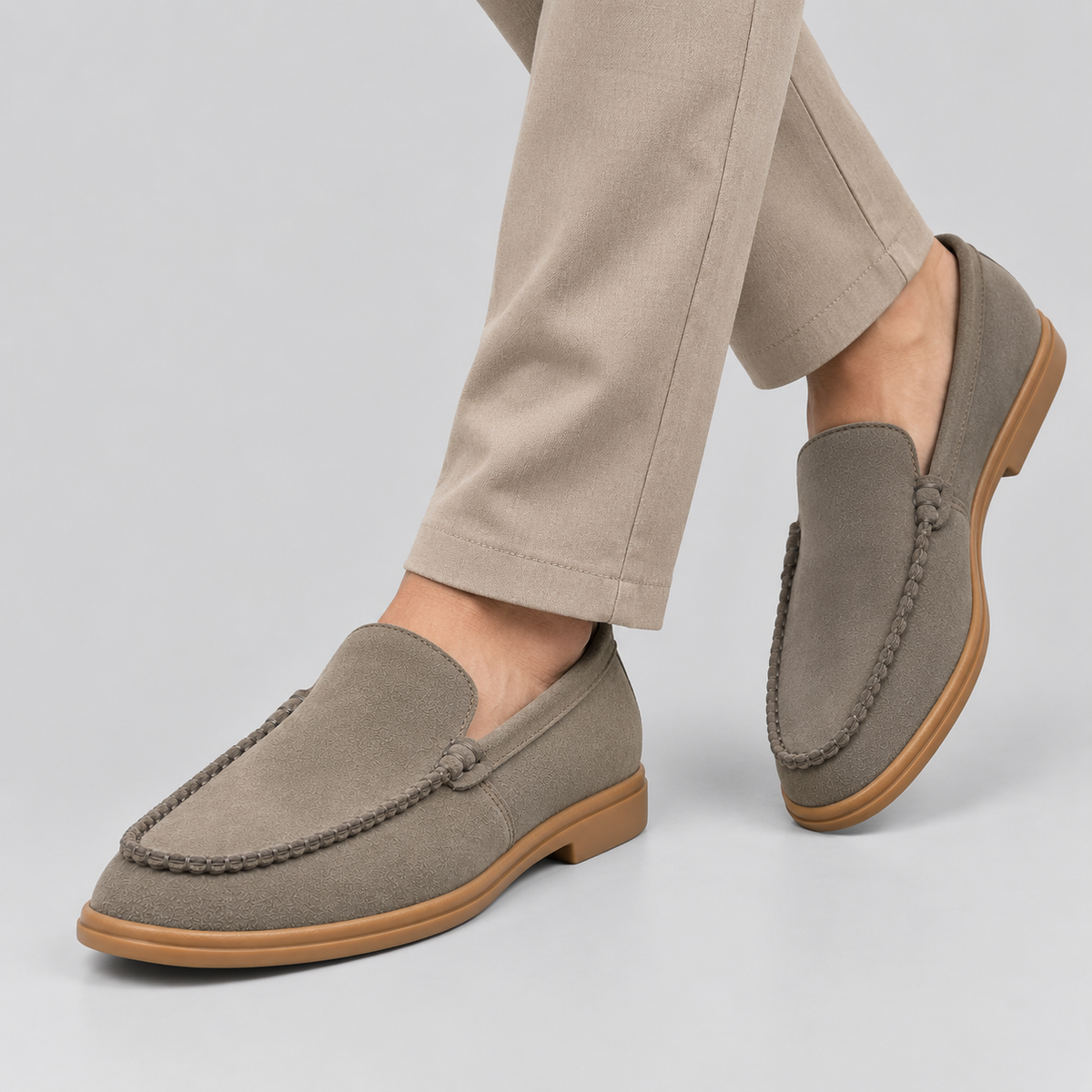 Classic Men's Grey Suede Loafers
