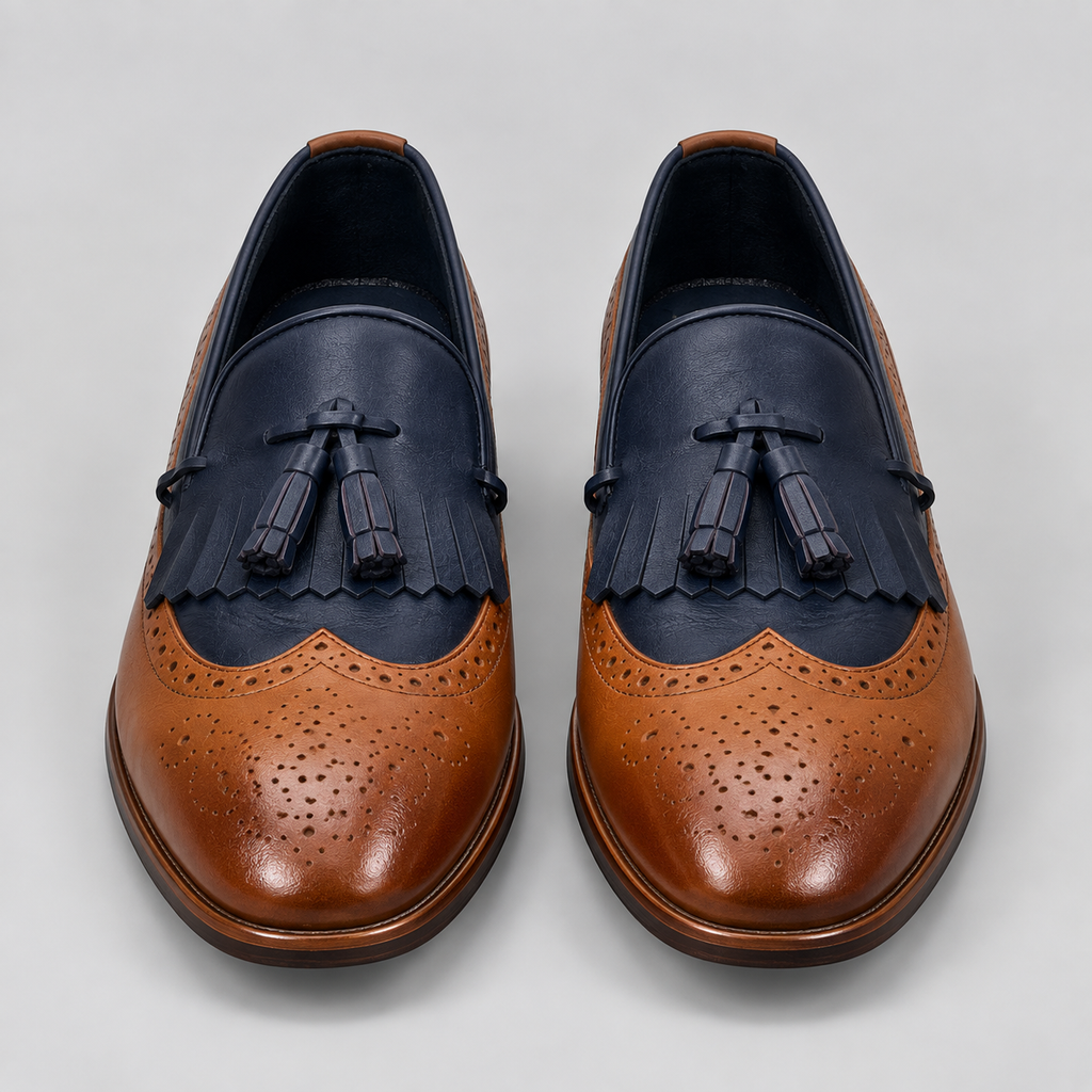 Classic Men's Two-Tone Wingtip Loafers