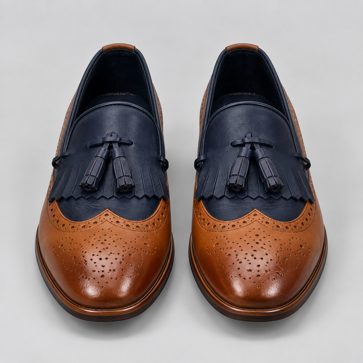Classic Men's Two-Tone Wingtip Loafers