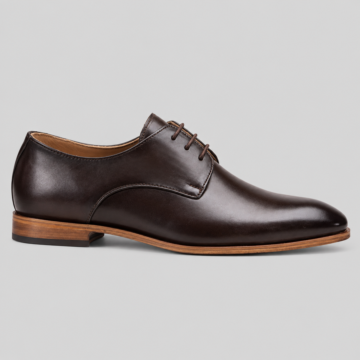Classic Men's Dark Brown Leather Formal Derby