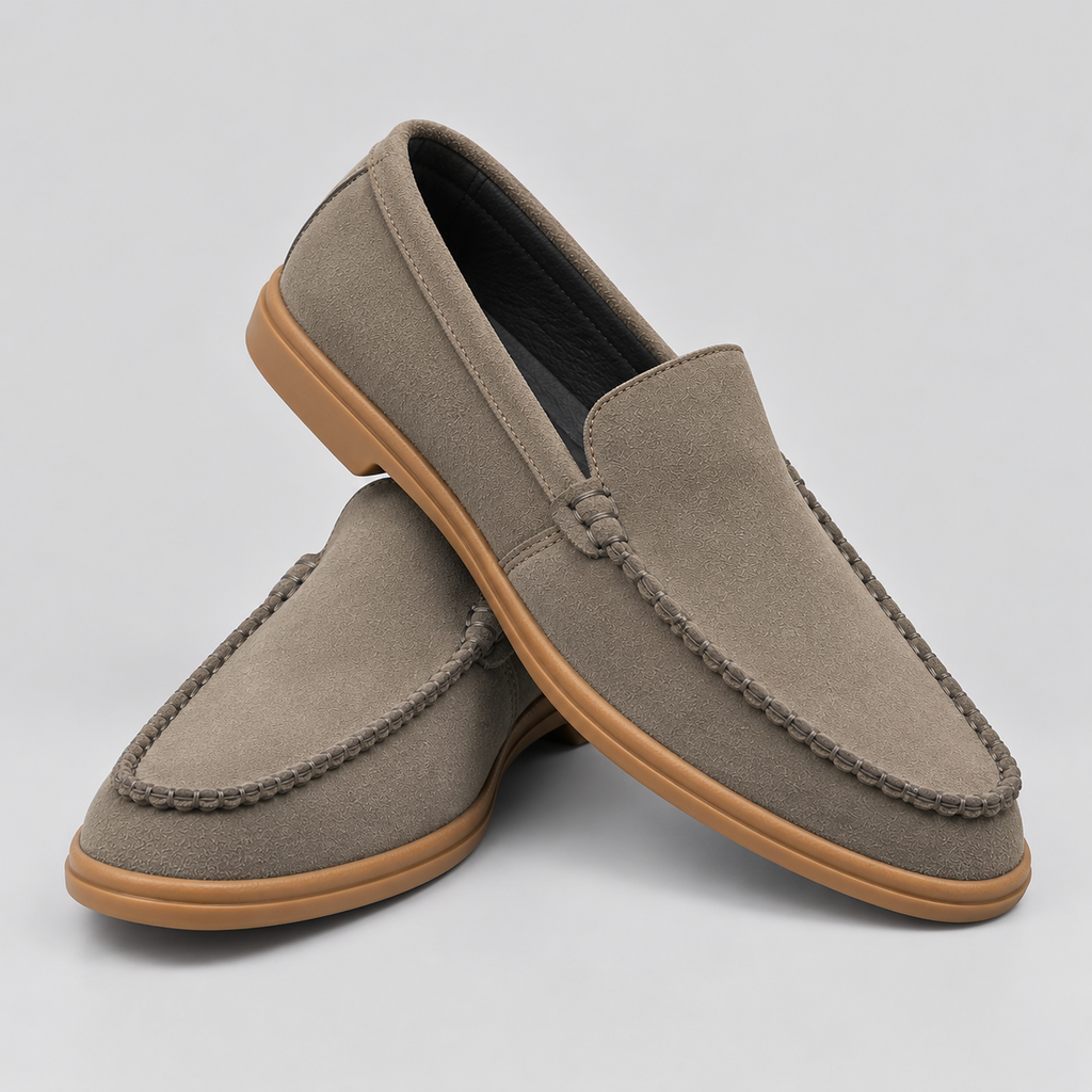 Classic Men's Grey Suede Loafers