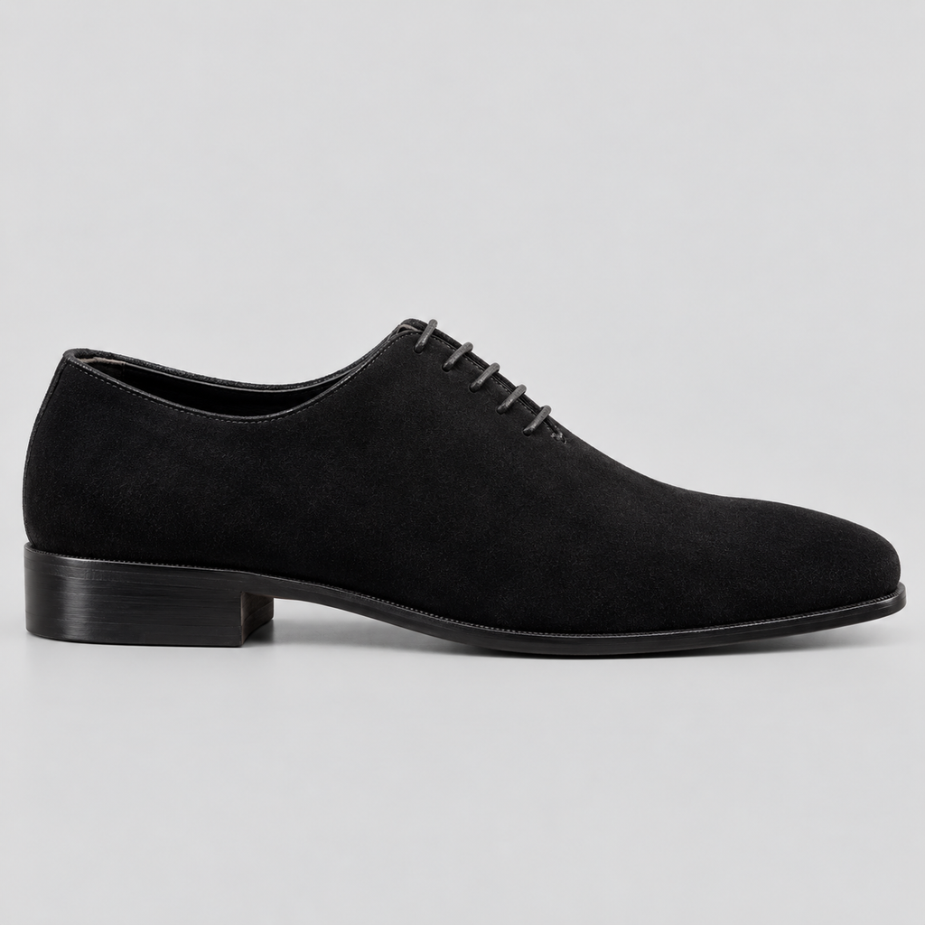 Classic Men's Black Suede Wholecut Oxfords