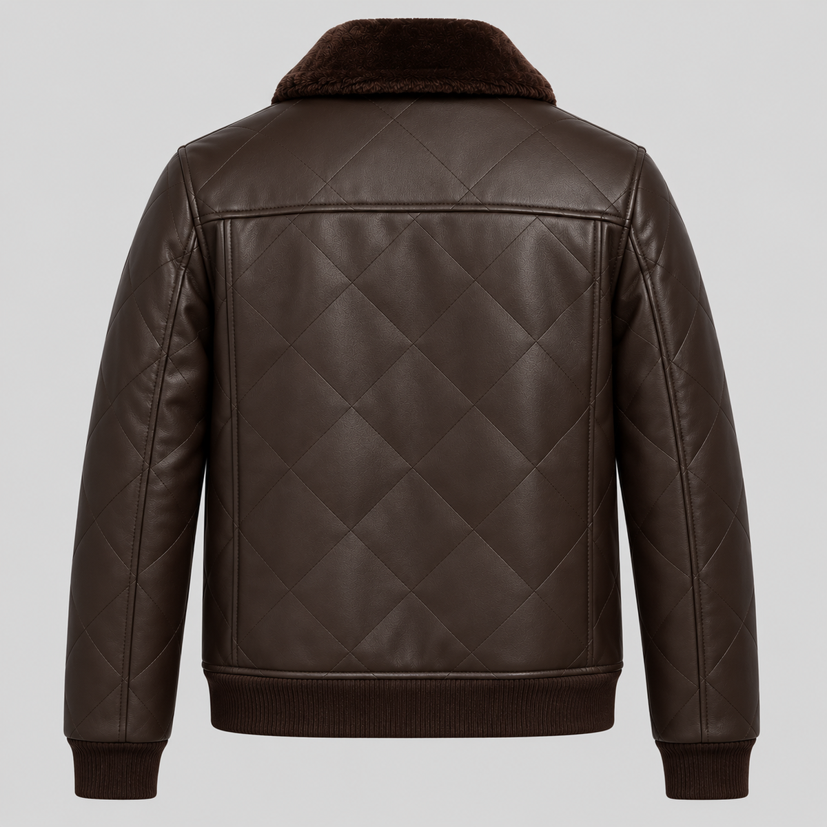 Men’s Brown Diamond Quilted Leather Bomber Jacket