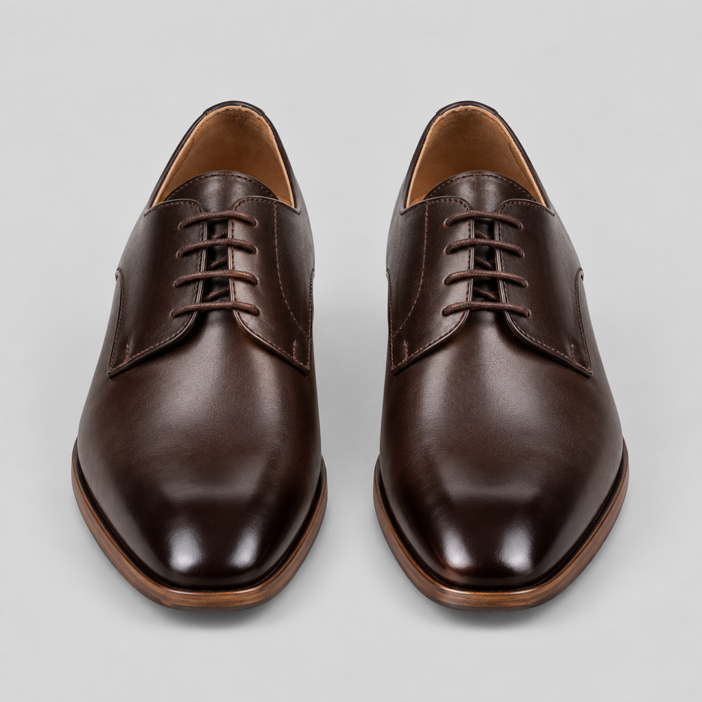 Classic Men's Dark Brown Leather Formal Derby