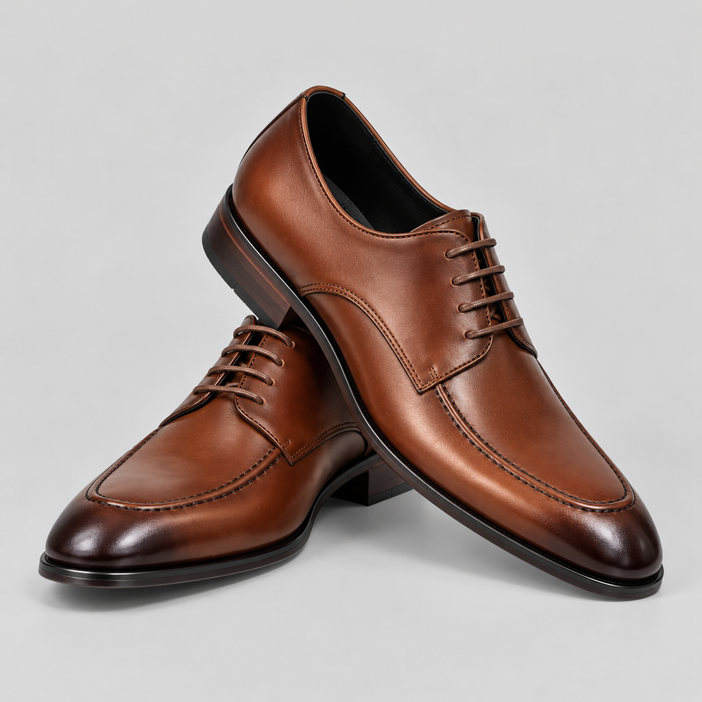 Classic Men's Tan Brown Leather Apron Toe Derby