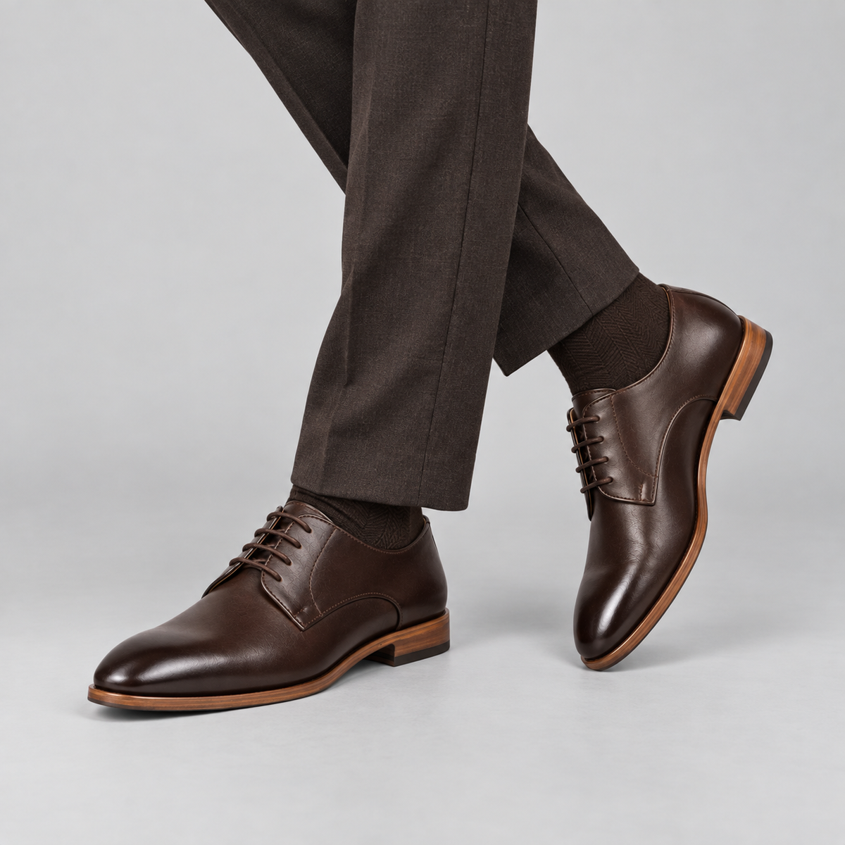 Classic Men's Dark Brown Leather Formal Derby