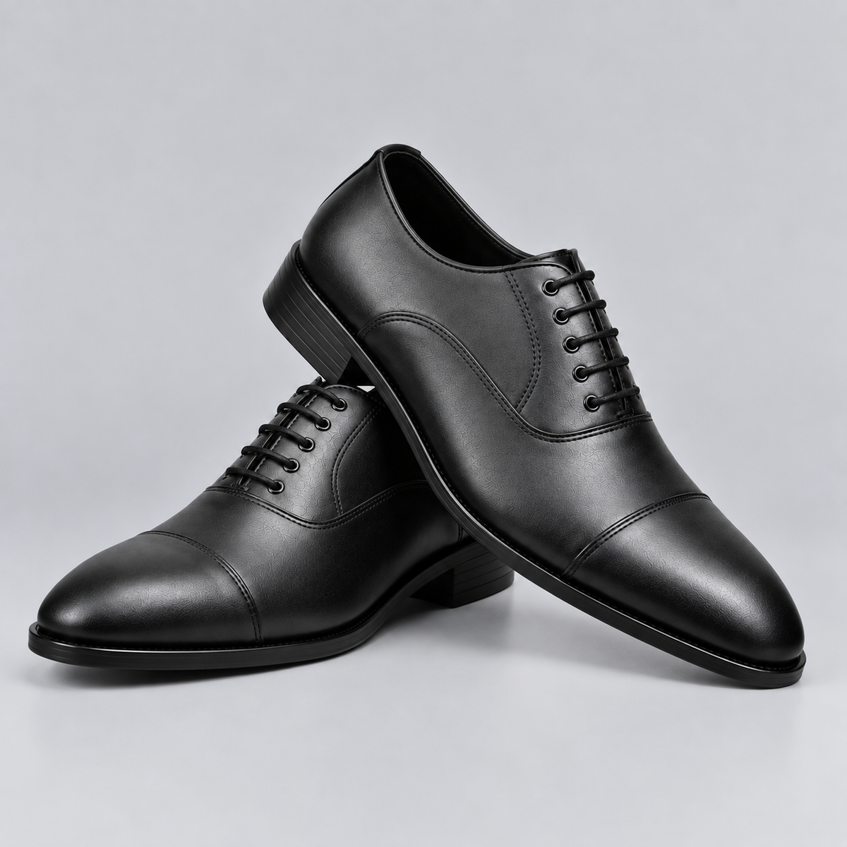 Men’s Classic Black Cap-Toe Oxford Dress Shoes