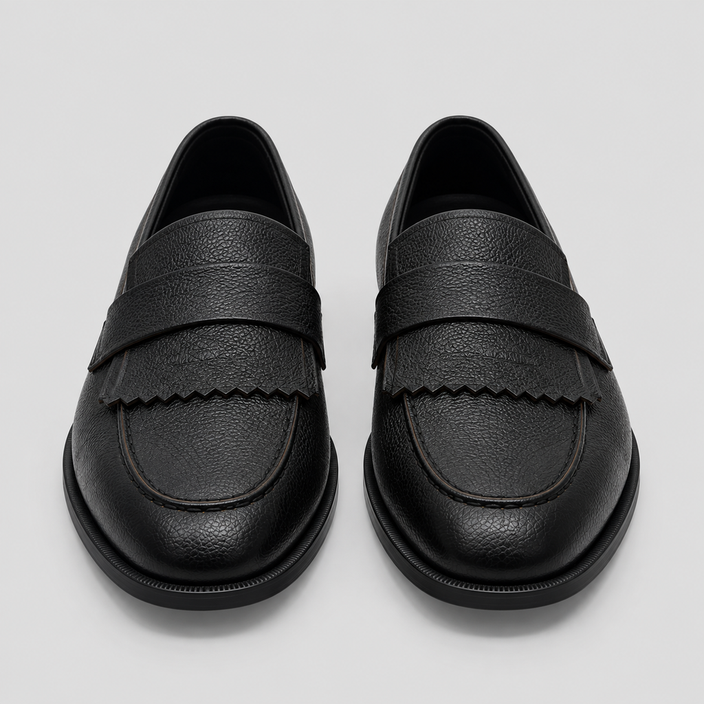 Classic Men’s Black Leather Kiltie Loafers