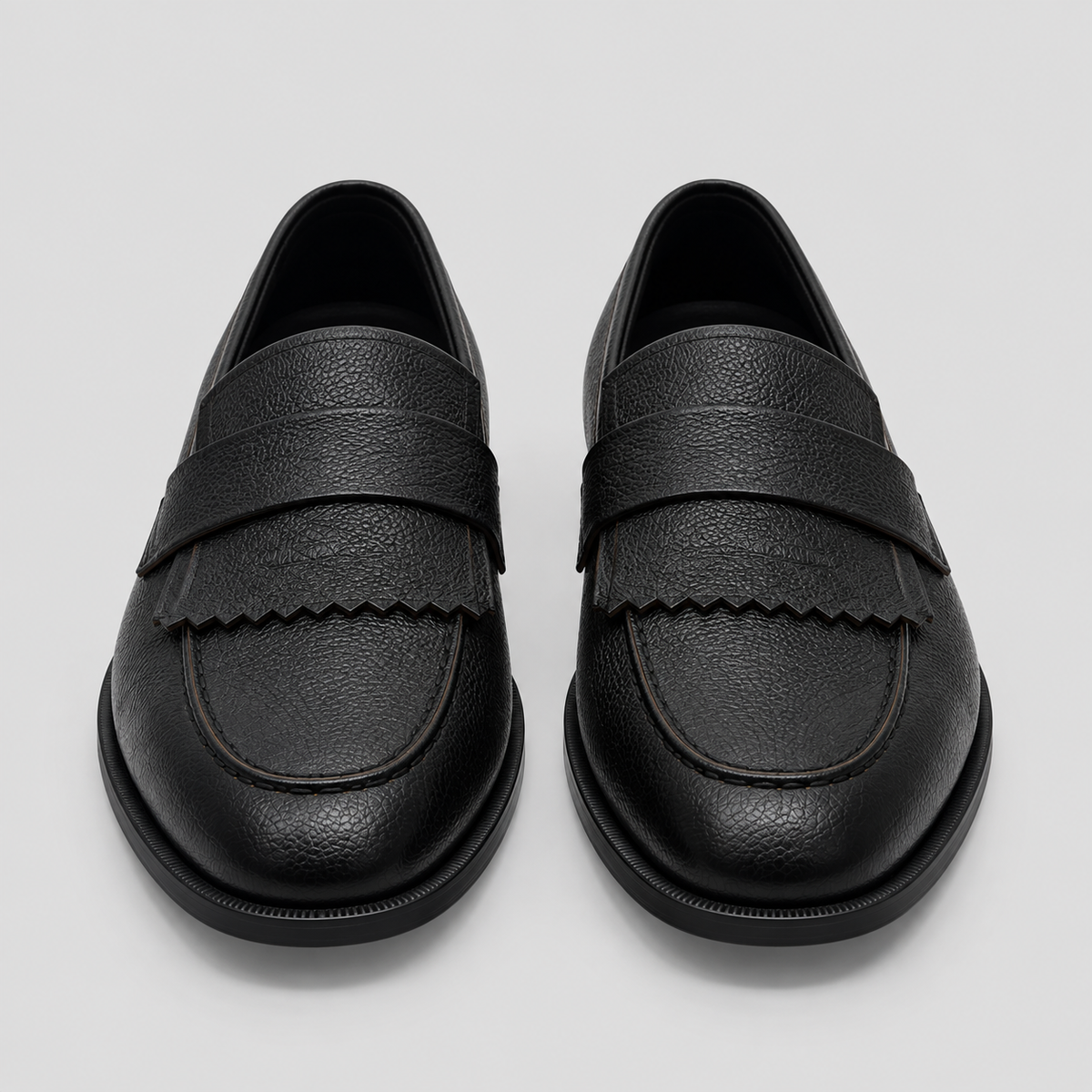 Classic Men’s Black Leather Kiltie Loafers