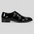Classic Men's Shiny Black Patent Double Monk Strap