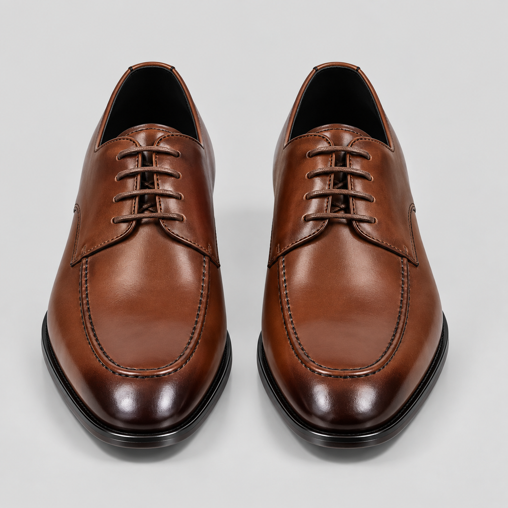 Classic Men's Tan Brown Leather Apron Toe Derby
