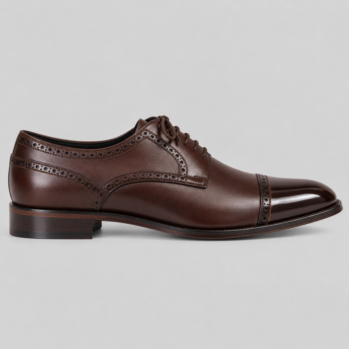 Classic Men's Dark Brown Leather Derby Dress Shoes