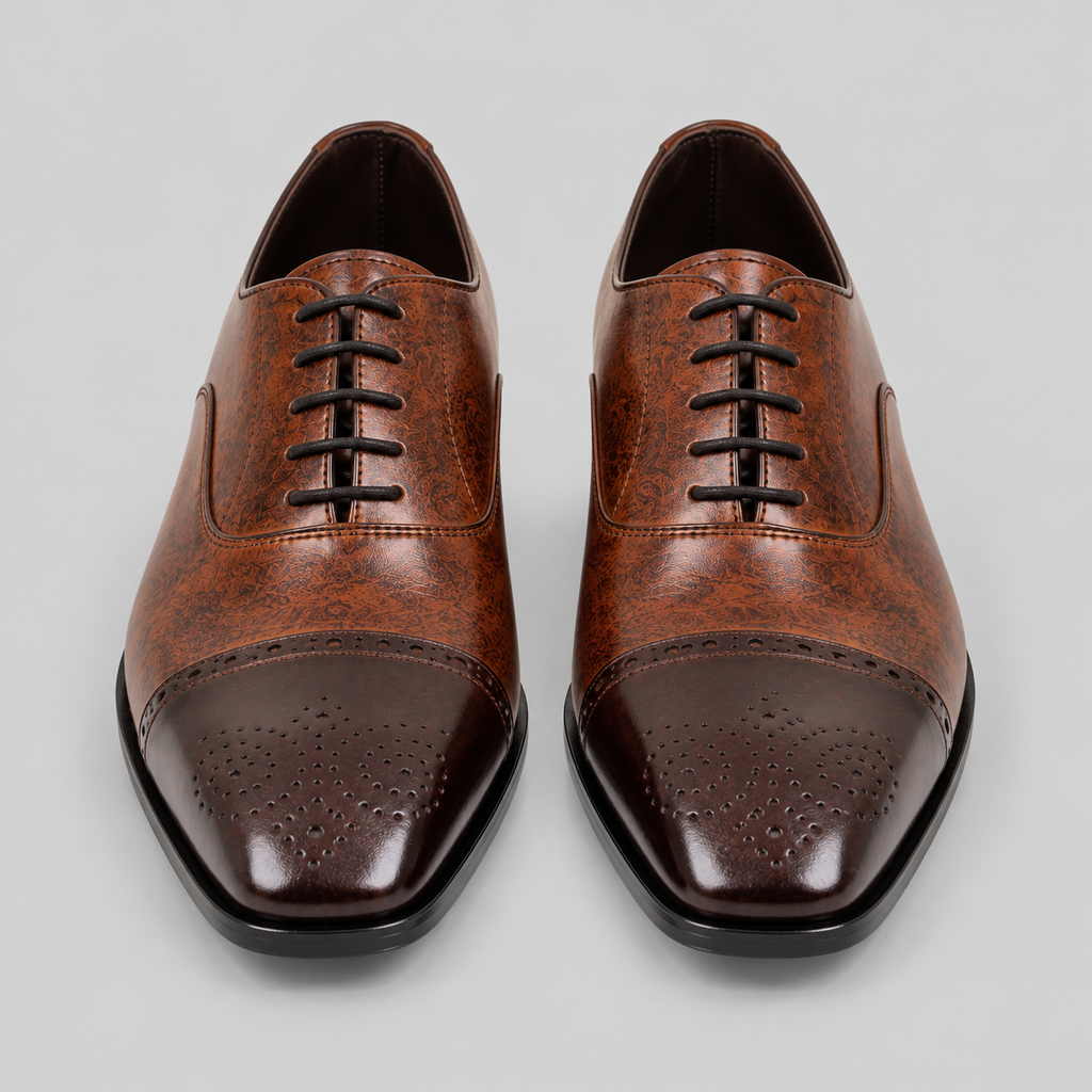 Classic Men's Cognac & Dark Brown Patina Leather Oxfords