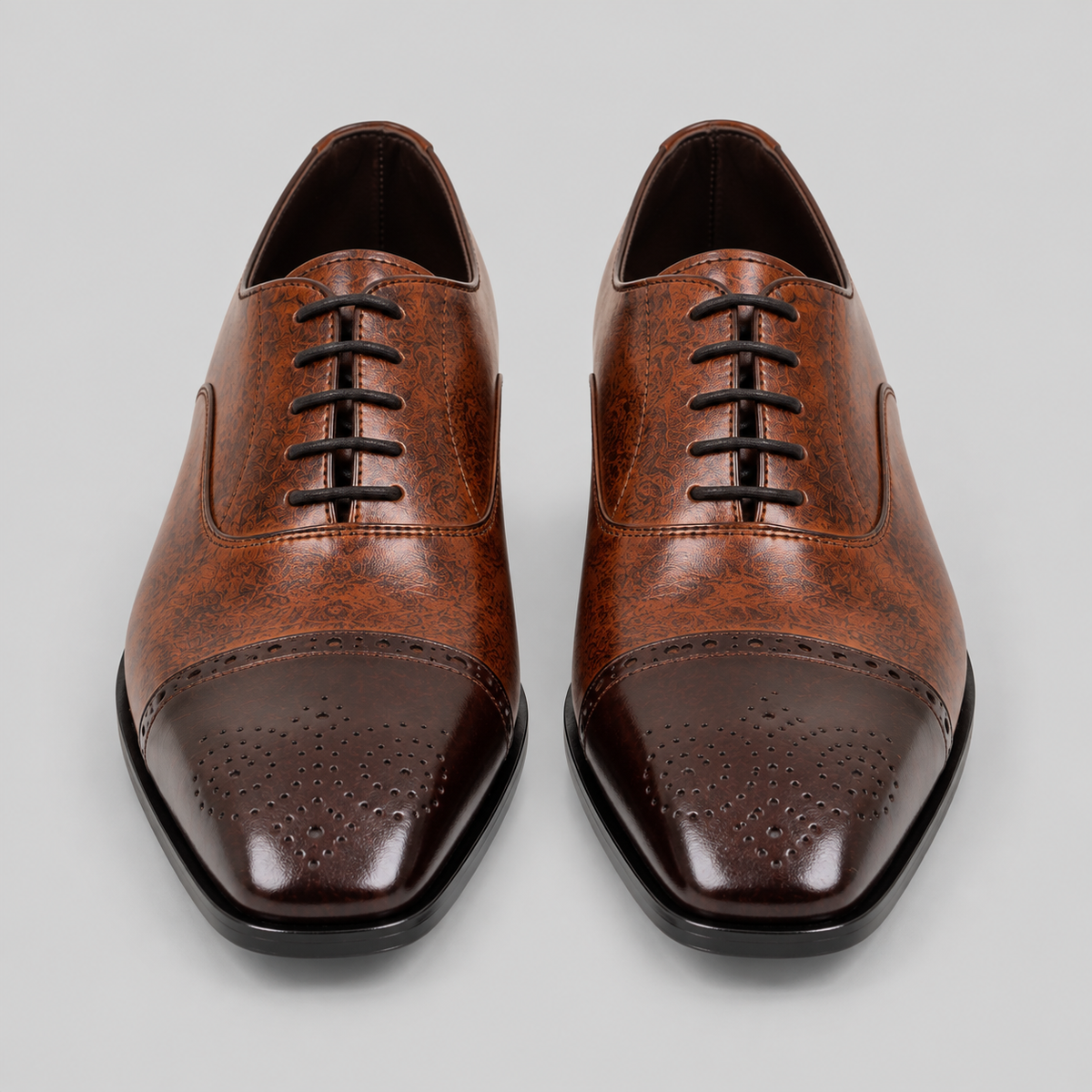 Classic Men's Cognac & Dark Brown Patina Leather Oxfords
