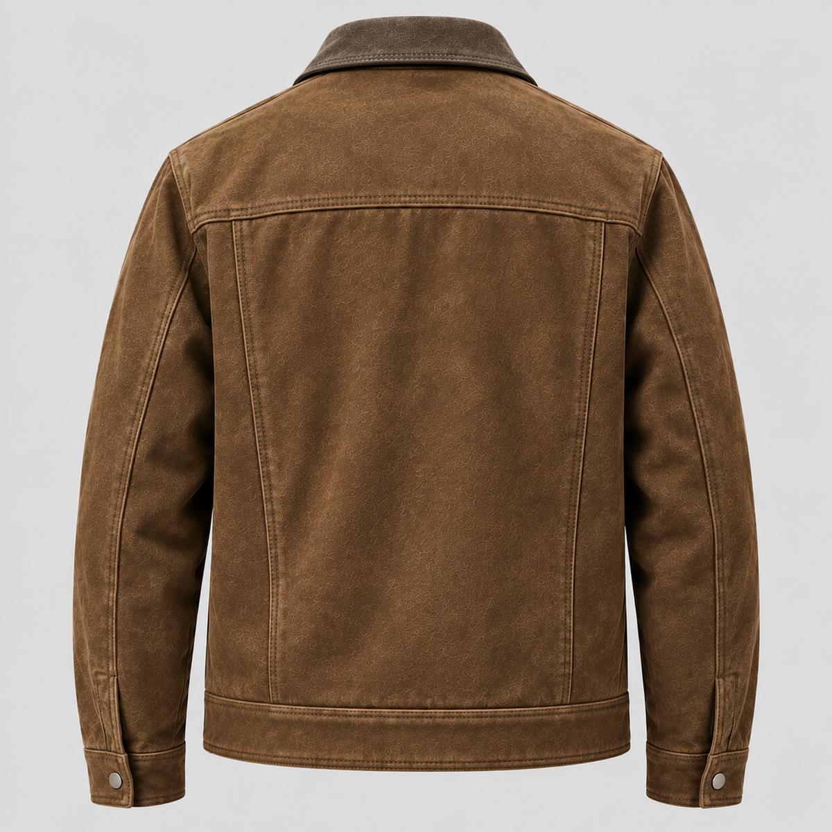 Men's Brown Suede Zip-Front Overshirt Relaxed Fit Leather Jacket
