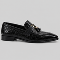 Classic Men's Italian Leather Crocodile Pattern Tassel Loafers