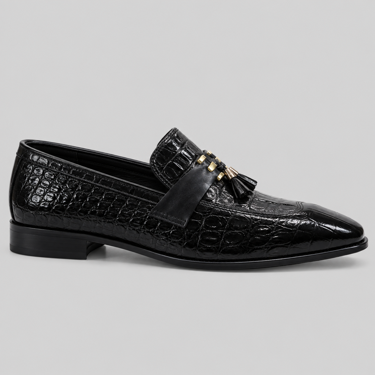 Classic Men's Italian Leather Crocodile Pattern Tassel Loafers