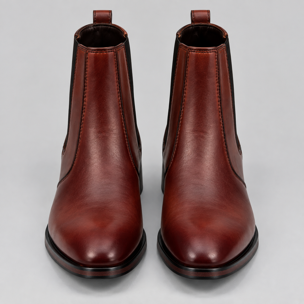 Luxury Cognac Leather Chelsea Ankle Boots
