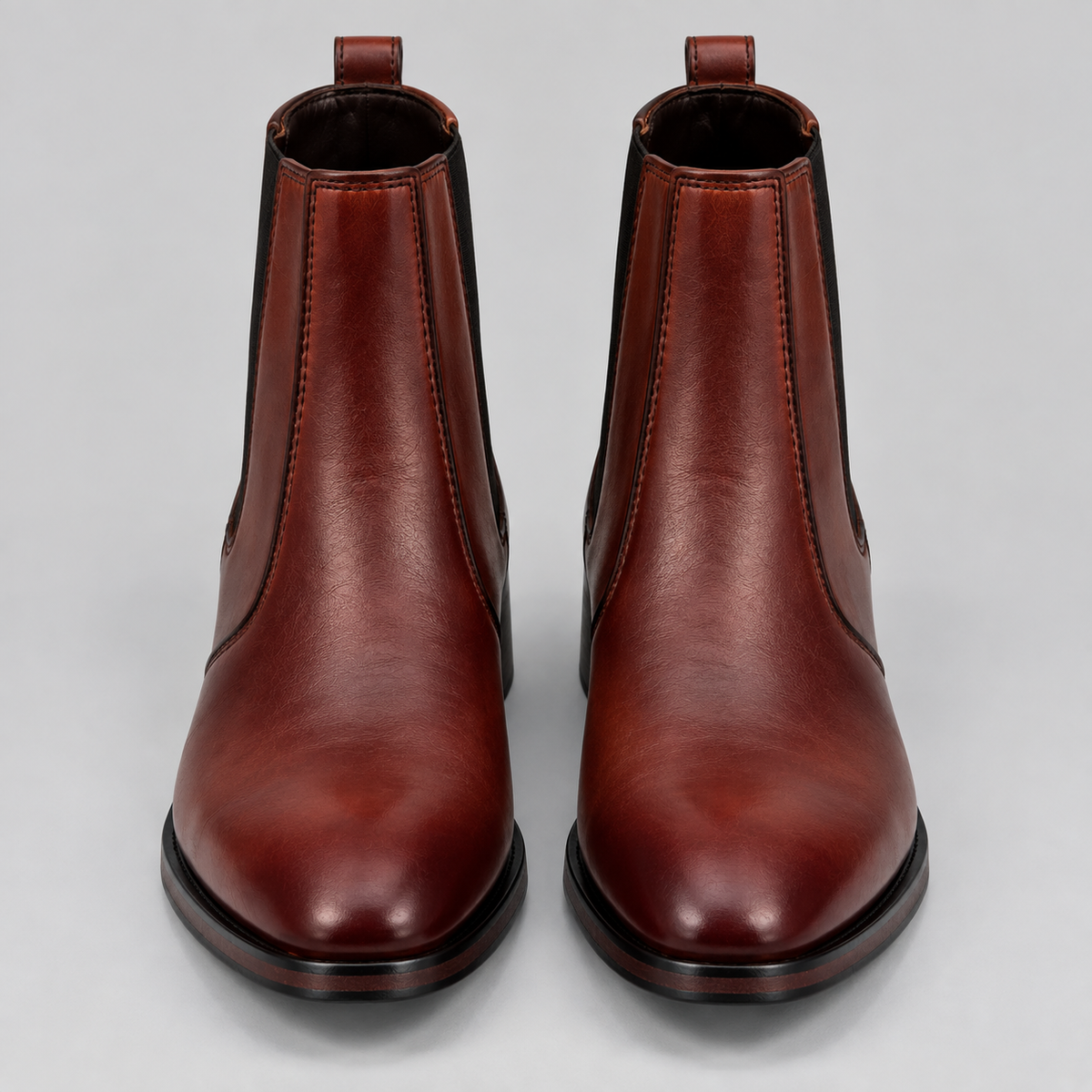 Luxury Cognac Leather Chelsea Ankle Boots