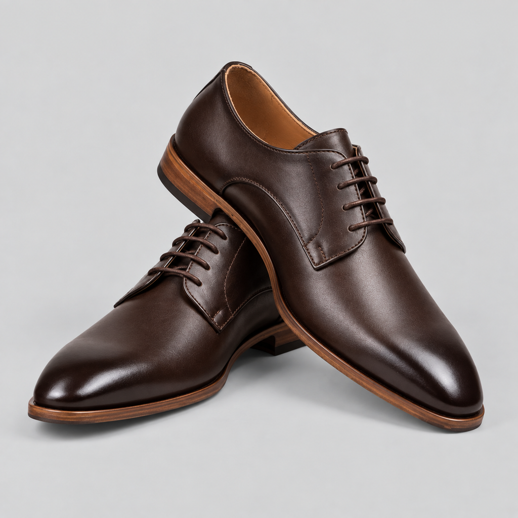 Classic Men's Dark Brown Leather Formal Derby