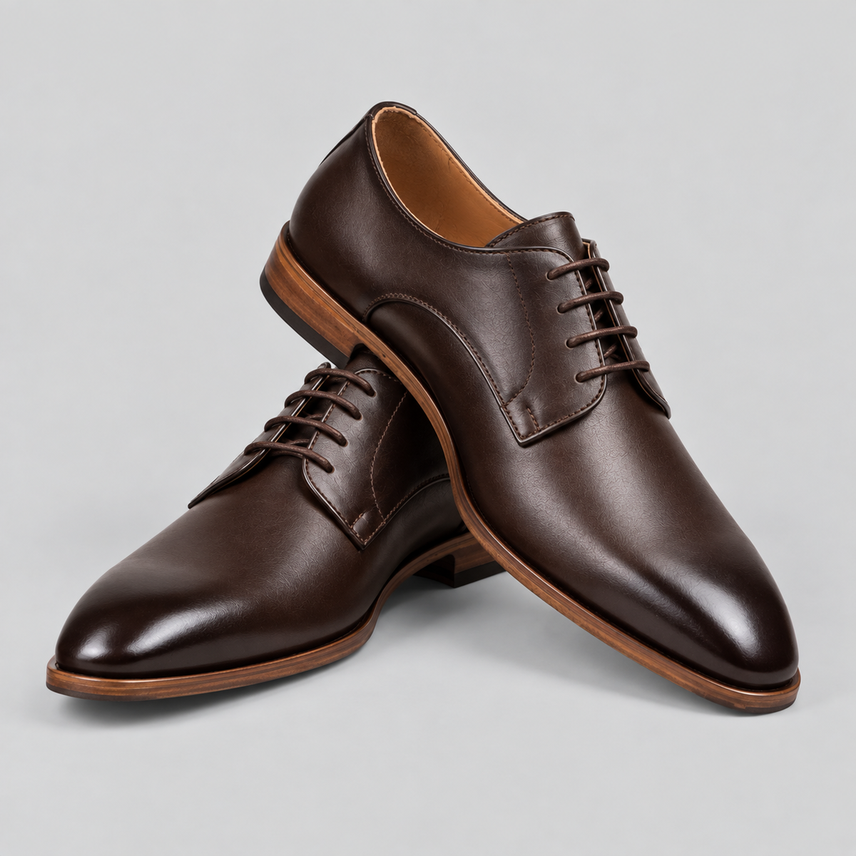 Classic Men's Dark Brown Leather Formal Derby