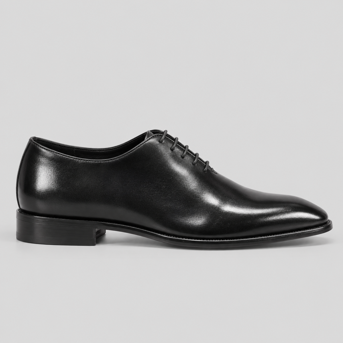 Men's Black Leather Wholecut Oxfords