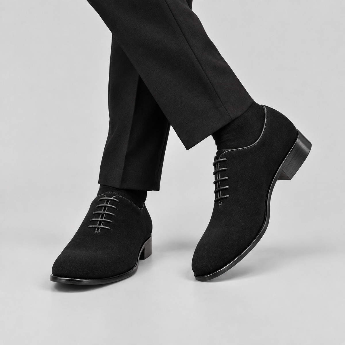 Classic Men's Black Suede Wholecut Oxfords