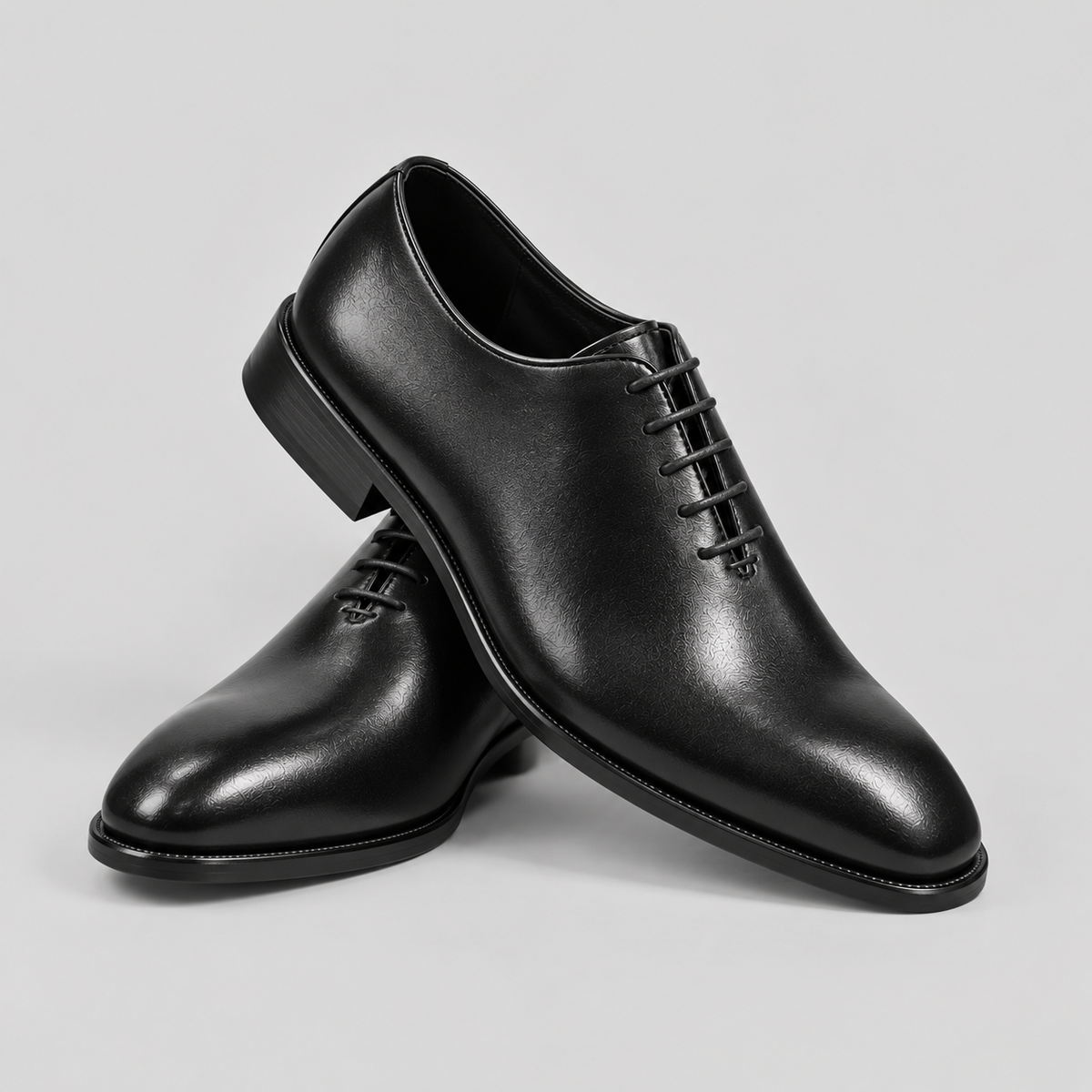 Men's Black Leather Wholecut Oxfords