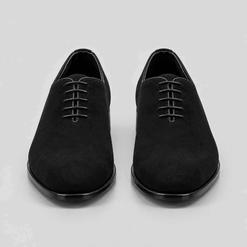 Classic Men's Black Suede Wholecut Oxfords