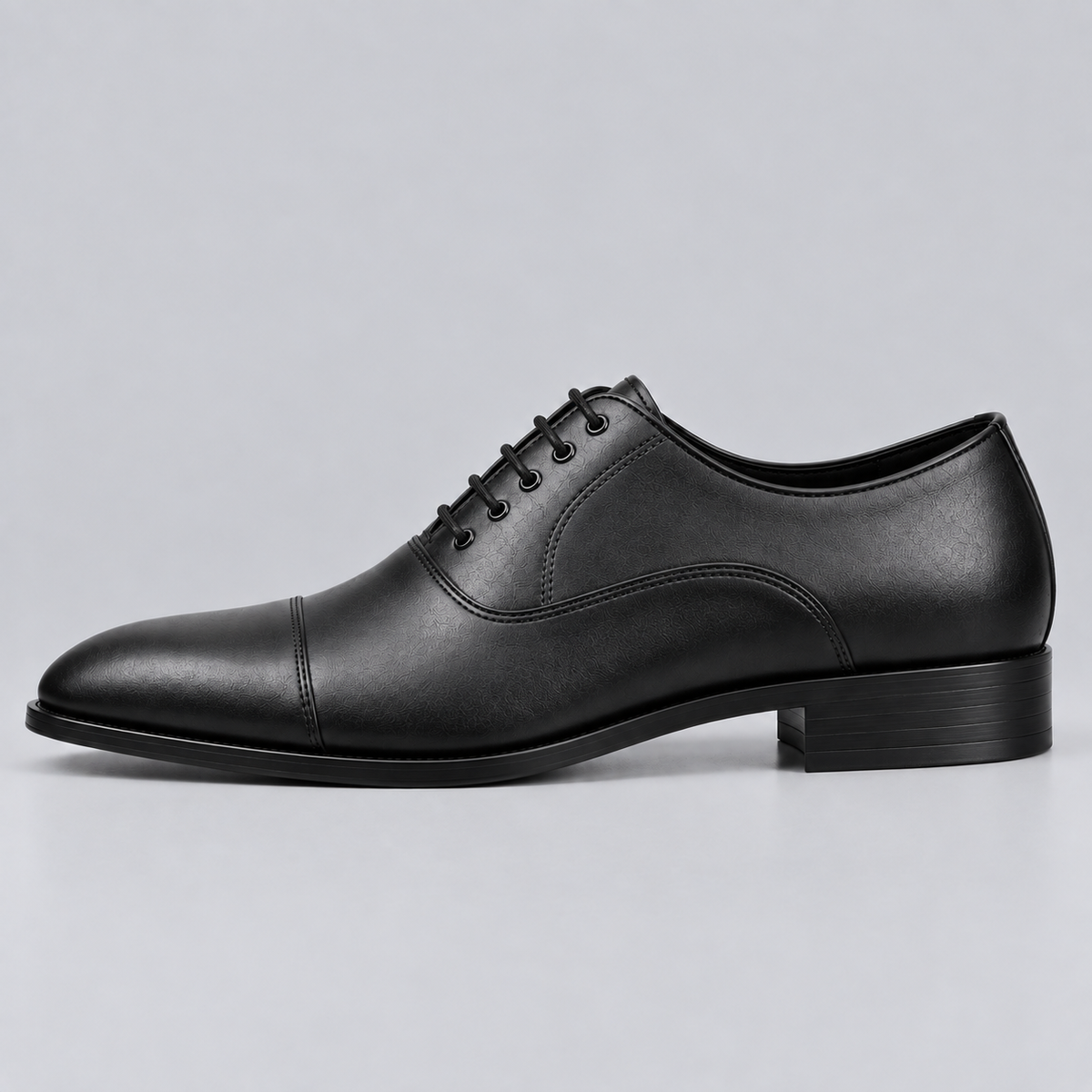 Men’s Classic Black Cap-Toe Oxford Dress Shoes