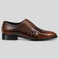 Classic Men's Brown Croc-Embossed Leather Oxford Shoes
