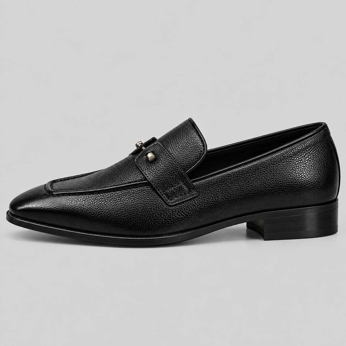 Men’s Black Leather Pin Loafers