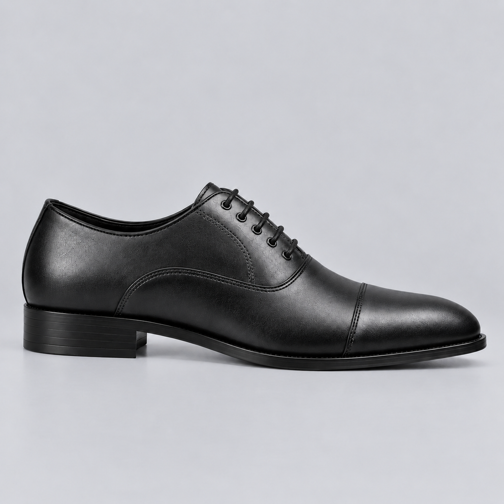 Men’s Classic Black Cap-Toe Oxford Dress Shoes