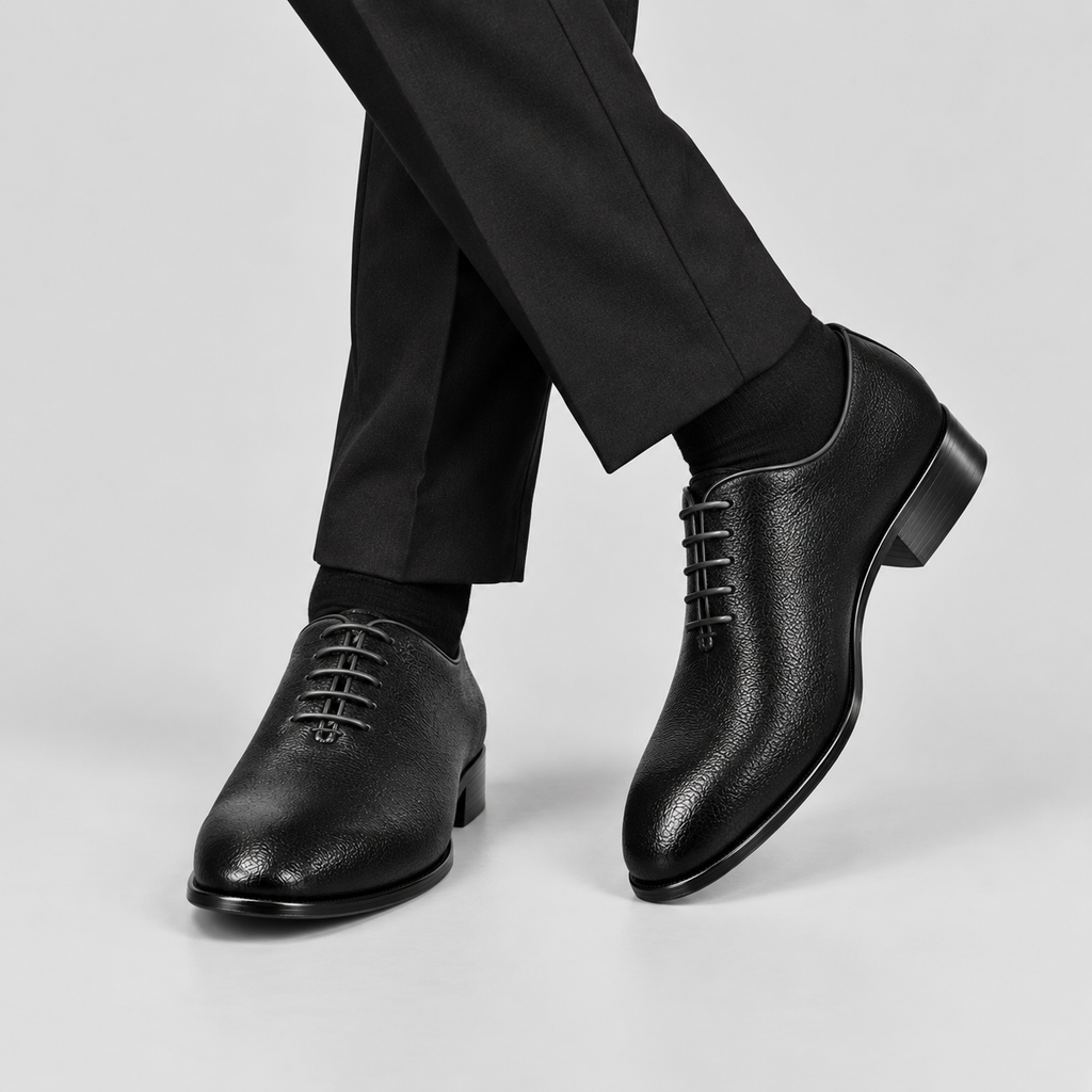 Classic Men's Black Wholecut Leather Oxfords