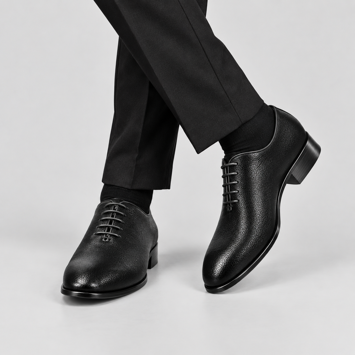 Classic Men's Black Wholecut Leather Oxfords