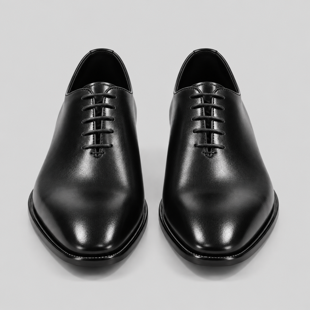 Men's Black Leather Wholecut Oxfords
