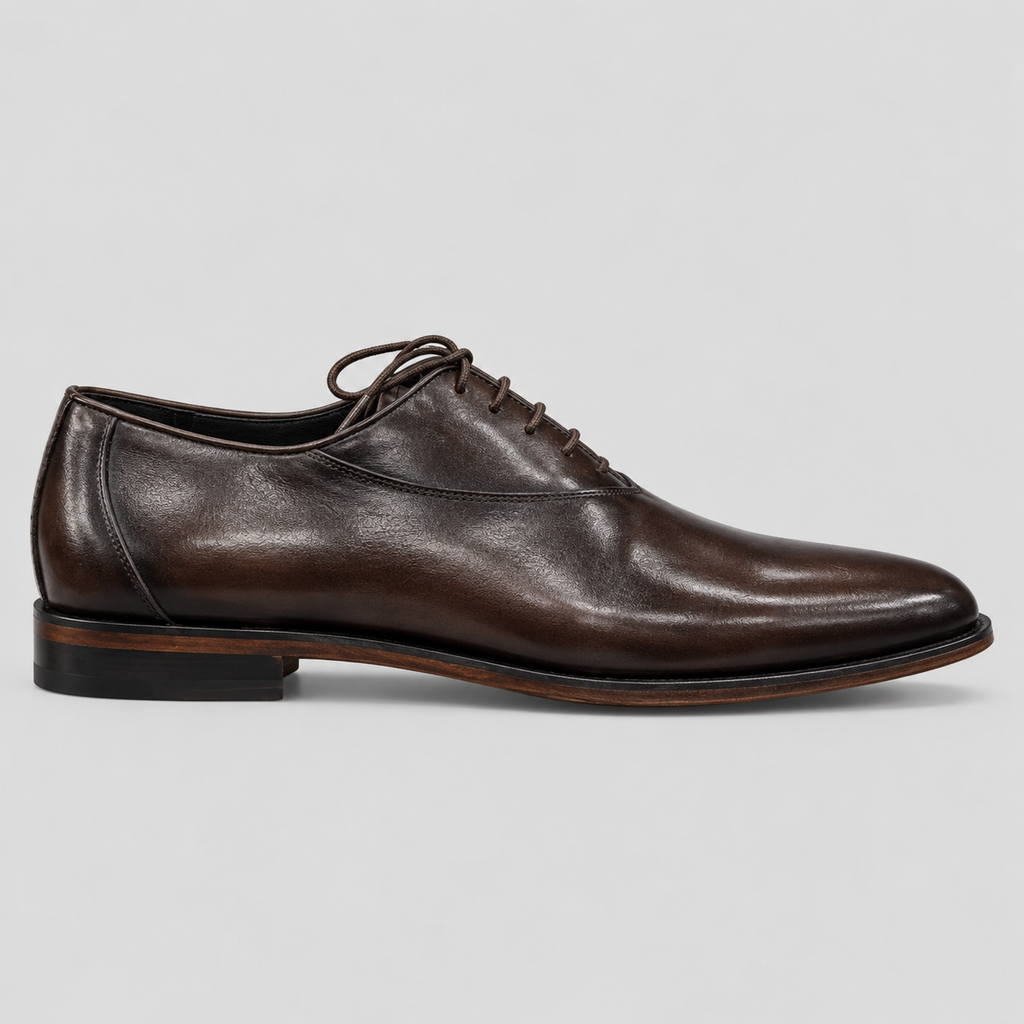 Classic Men's Dark Brown Wholecut Espresso Dress Shoes