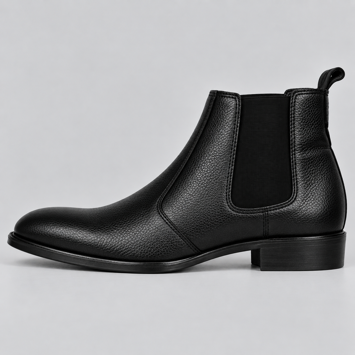 Classic Men's Black Textured Leather Chelsea Boots
