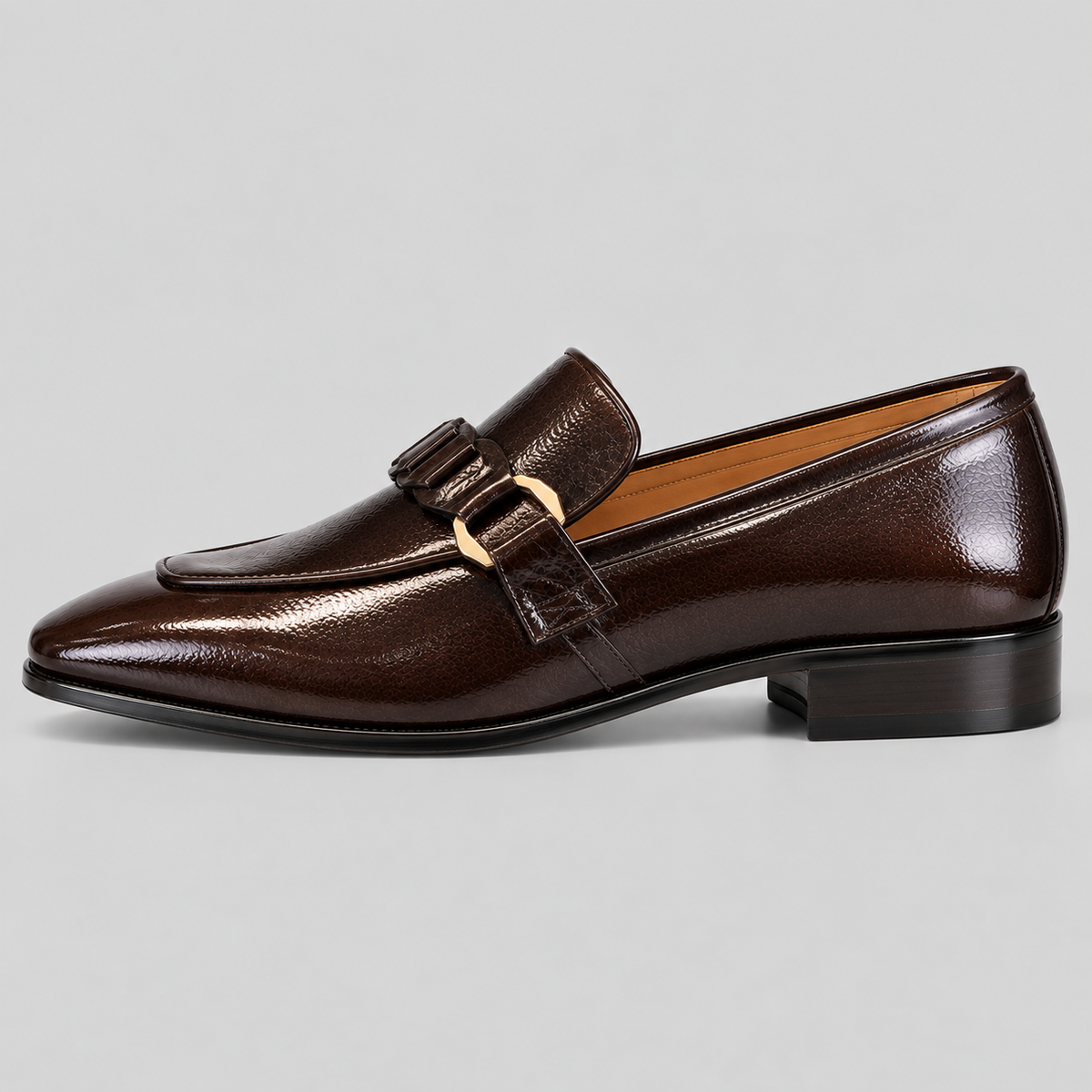 Classic Dark Brown Italian Textured Leather Loafers