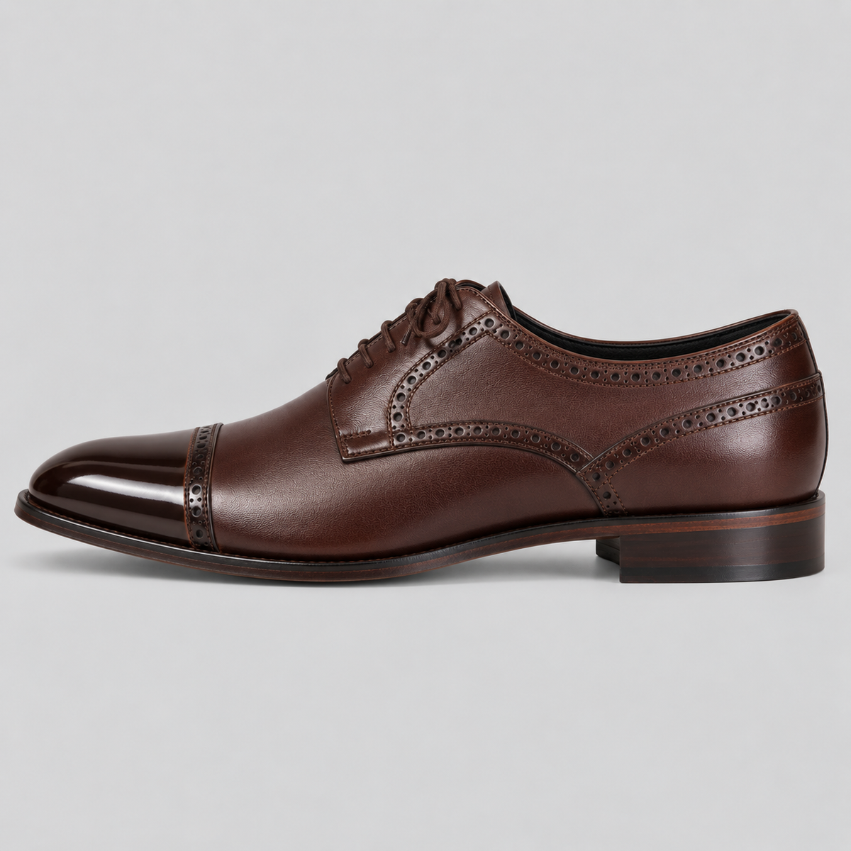 Classic Men's Dark Brown Leather Derby Dress Shoes