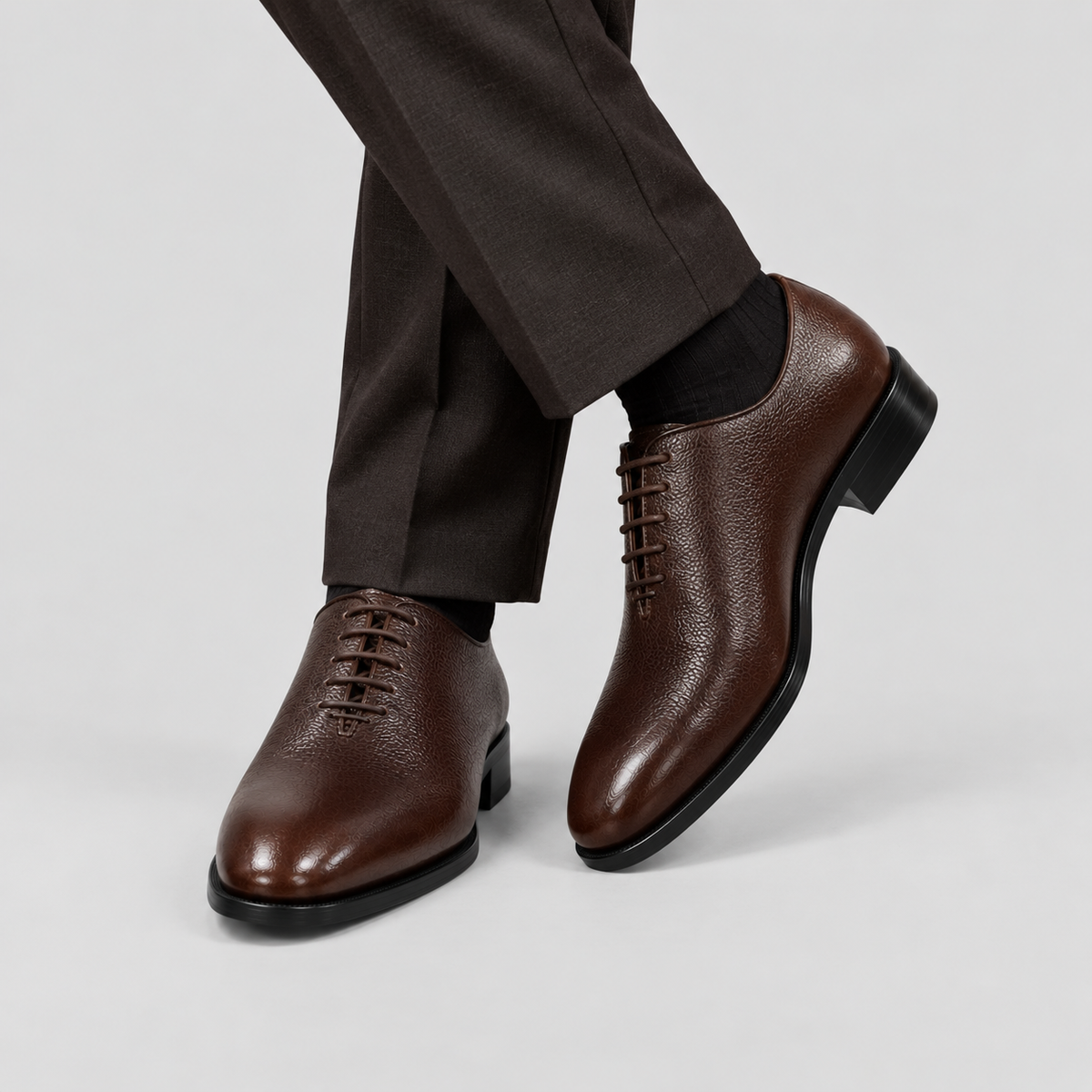 Men's Dark Brown Leather Wholecut Oxfords