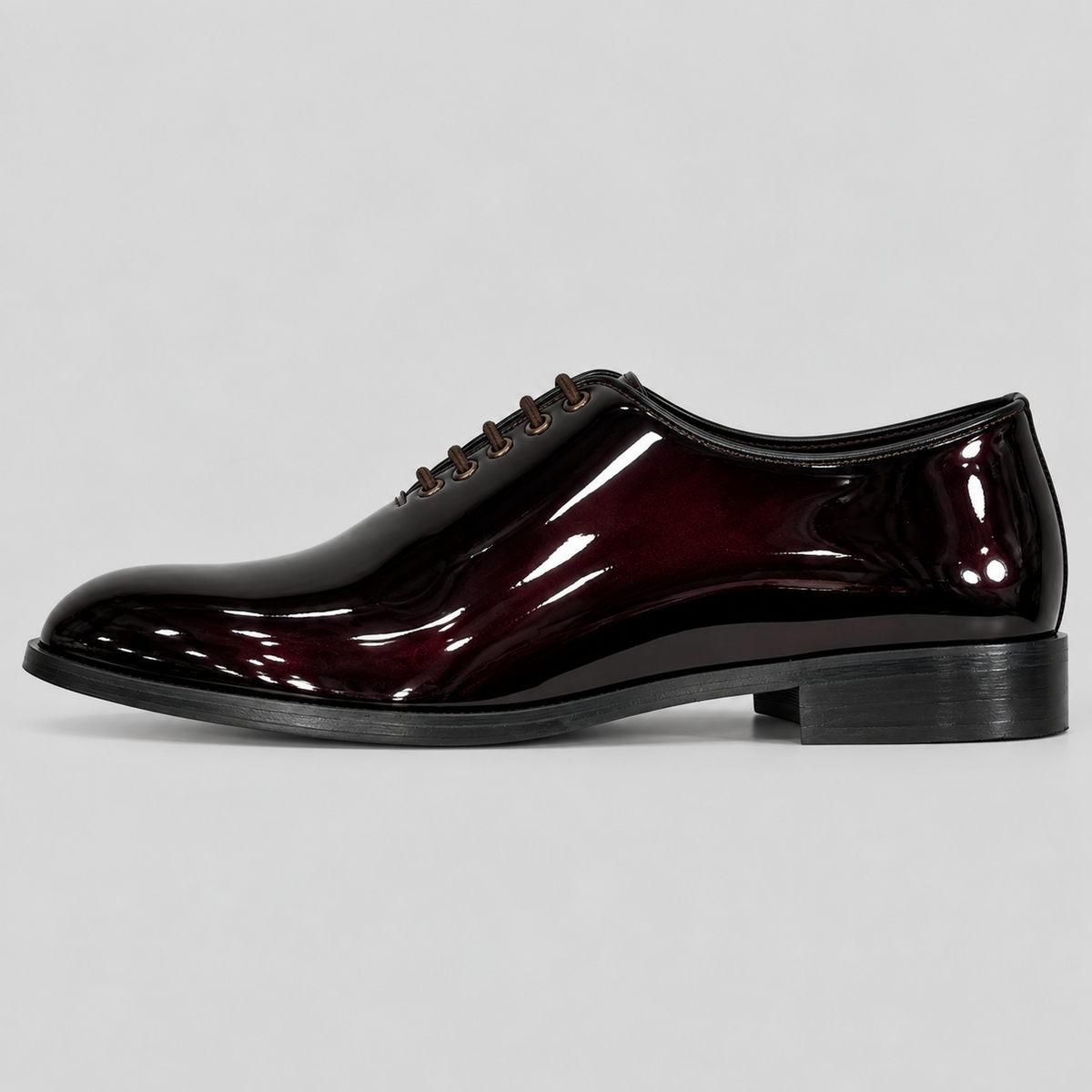 Luxury Burgundy Patent Leather Lace-Up Dress Shoes