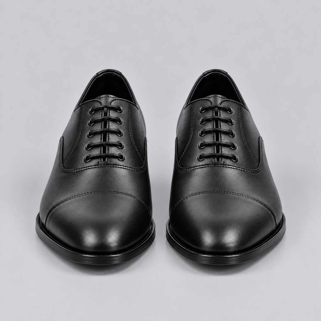 Men’s Classic Black Cap-Toe Oxford Dress Shoes