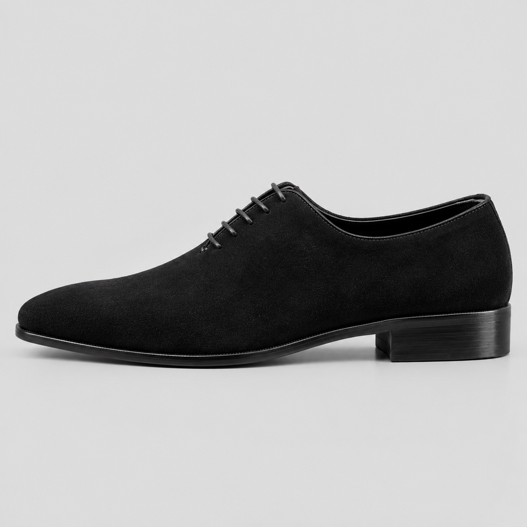 Classic Men's Black Suede Wholecut Oxfords