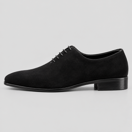 Classic Men's Black Suede Wholecut Oxfords