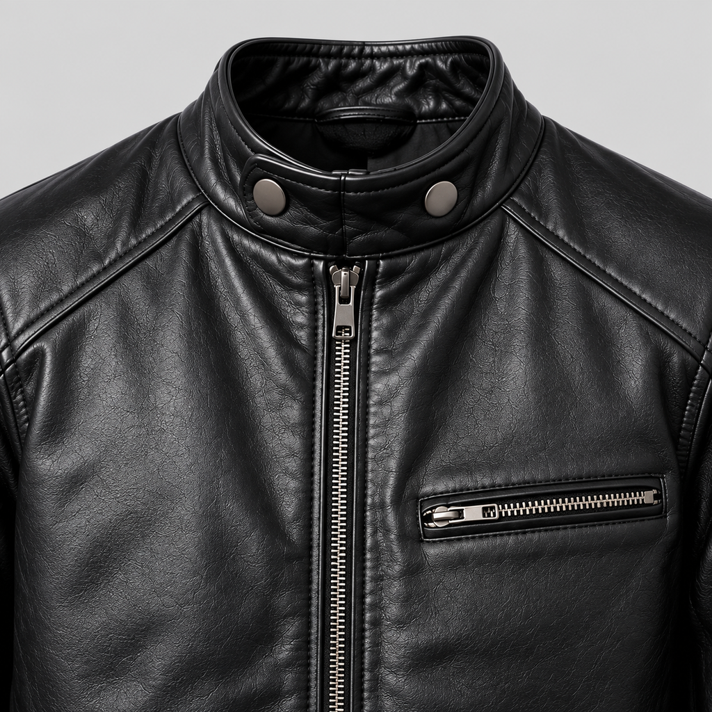 Men's Black Leather Cafe Racer Jacket Premium Slim Fit Biker Coat