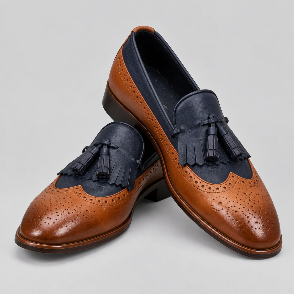 Classic Men's Two-Tone Wingtip Loafers