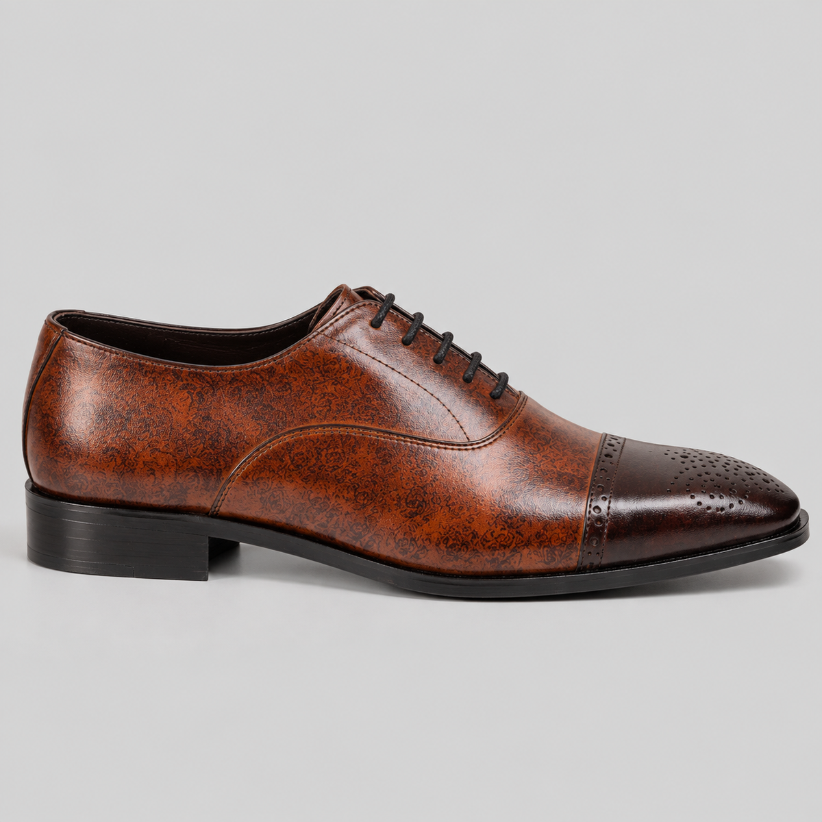 Classic Men's Cognac & Dark Brown Patina Leather Oxfords