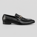 Kensington Men’s Black Croc-Embossed Leather Horsebit Loafers