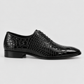 Men’s Black Croc-Embossed Oxford Shoes